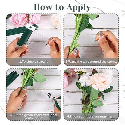 10 Packs Green Floral Wire, 255 Yards Wreath Making Supplies Flower Wire for Crafts, Floral Stem Plant Craft 22 Gauge Wires Bendable, Flexible Christmas Flower Bouquet Accessories Florist Wires