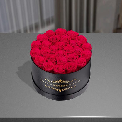 NATROSES 27 Piece Forever Preserved Roses in a Box, Preserved Flowers for Delivery Birthday, Flowers Gifts for Mothers Day, Hot Pink
