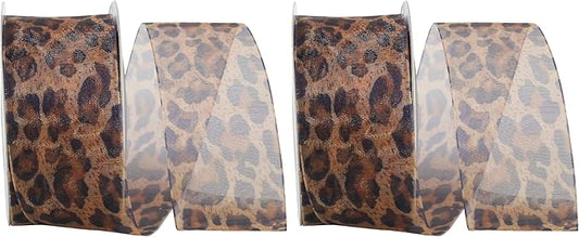 Reliant Ribbon Cheetah Sheer Ribbon, 1-1/2 Inch X 20 Yards, Multi (Pack of 2)