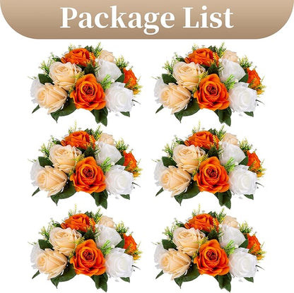 Sziqiqi Orange Fake Flowers for Fall Decoration Kissing Flower Balls for Wedding Centerpieces Tables Flower Centerpiece Arrangement for Party Festival