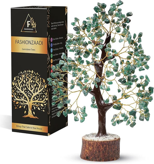 FASHIONZAADI Green Aventurine Crystal Tree, Crystals and Stones, Gem Tree, Healing Gemstones and Crystals Home Decor, Meditation Decor, Spiritual Gifts for Women, Good Luck Gift