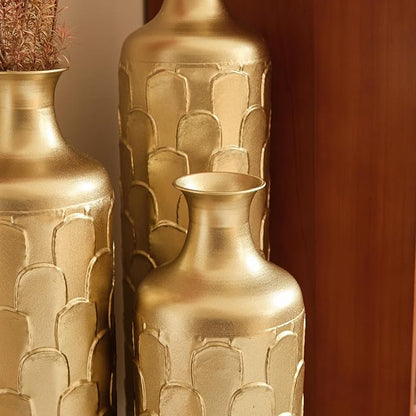 Floor Vases, Tall Home Decor Metal Vase Set of 3 Large Glazed Decorative Vases for Wedding Decor, Elegant Modern Flower Holder for Living Room, Entryway, Hallway, Dining Room
