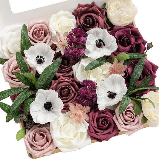 Ling's moment Artificial Flowers Combo for DIY Wedding Bouquets Centerpieces Arrangements Party Baby Shower Home Decorations