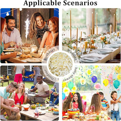 Hysenm 100 Pcs Disposable Gold Placemats Set Metallic 13 Inch Round Foil Mesh Pressed Table Doilies, Ultra-Thin Disposable Placement Mats for Home Decoration Dining Table Wedding Birthday Party