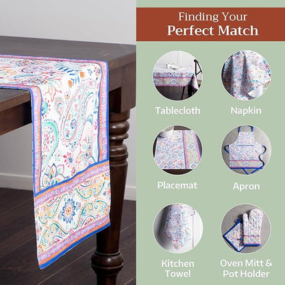 Maison d' Hermine Table Runner 100% Cotton Single Layer Table Runners 72 inches Long Decorative for Home Kitchen Dining Party Wedding Bridal Shower Spring Summer (Indian Floral, 14.50" x 72")