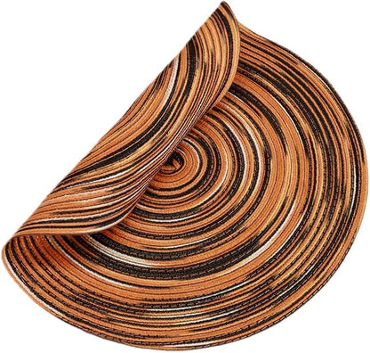 Youyi Better Lifes Halloween Round Braided Placemats Set of 6 Colorful Washable Durable Placemats Non-Slip 15 Inch Black-Orange Woven Table Mats for Dining Tables Holiday Party Decoration
