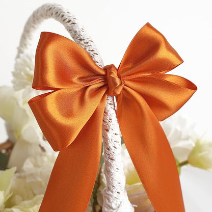 MEEDEE Orange Satin Ribbon - 1.5 inch Double Faced Satin Ribbon, 50 Yards - Perfect for Christmas, Thanksgiving, Halloween, Wreaths, Bows, Crafts, Weddings, Flower Bouquets