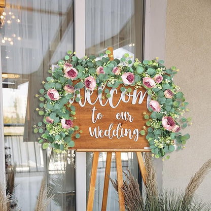 SOMYTING Artificial Flowers Garland 6FT Eucalyptus Flower Garlands Vintage Peony Rose Vine Faux Floral Garland for Wedding Party Arch Table Wall Backdrop Decoration (Vintage Pink, 4PCS)