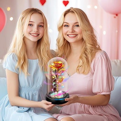 Childom Christmas Rose Gifts for Women,Birthday Gifts for Women Mom Christmas,Flowers for Delivery Prime,Rotating Red Light Up Rose in A Glass Dome,Anniversary Rose Gift for Her Valentines Day