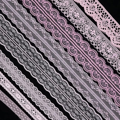 80 Yards Baby Pink Lace Trim Ribbon,8 Rolls Crochet Sewing Assorted Patterns Vintage Floral Lace Ribbons for Sewing DIY,Gift Wrap,Scrapbooking, Bridal Shower Wedding Decor, 10 Yards Each Roll