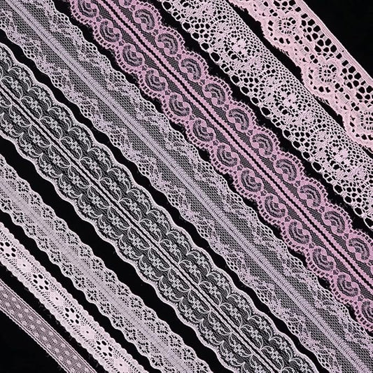 80 Yards Baby Pink Lace Trim Ribbon,8 Rolls Crochet Sewing Assorted Patterns Vintage Floral Lace Ribbons for Sewing DIY,Gift Wrap,Scrapbooking, Bridal Shower Wedding Decor, 10 Yards Each Roll