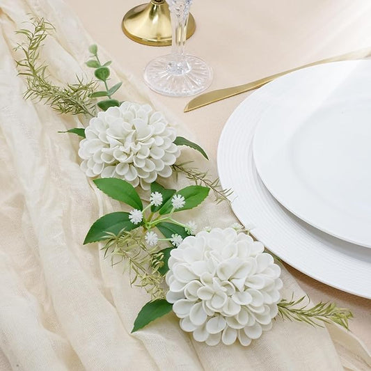 Artificial Flowers, 100pcs Realistic Artificial Rose for DIY Wedding Bouquets Centerpieces Arrangements, Sand White Dahlia Flowers with Stem for Bridal Shower Party Home Decorations