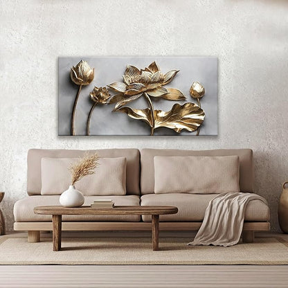 Canvas Art Wall Decor Print Modern Minimalist Flower Paintings Gold Wall Art Prints Floral Wall Art Pictures For Bedroom Kitchen Office Artwork 20"×40"