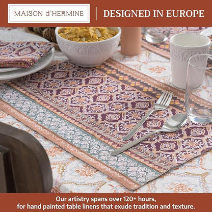 Maison d' Hermine Placemats Set of 4 100% Cotton Washable Cloth Place Mats, Reusable Table Mats for Thanksgiving Christmas Decorations Kitchen Dining Party Wedding Restaurant (Fair Isle, 13" x 19")
