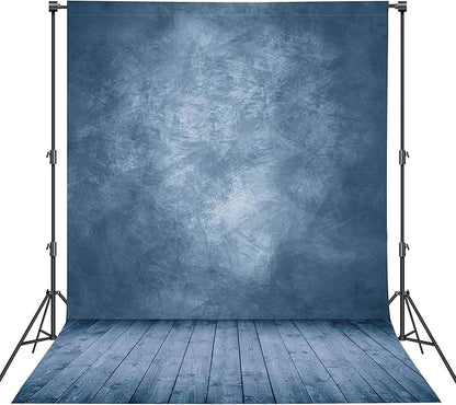 Professional Abstract Portrait Photography Backdrop,Wall with Wood Floor Backdrop for Kids Photography Baby Newborn Cake Smash Photo Shoots Hypoallergenic Fabric Photography Props-Blue-8x10ft,No Stand