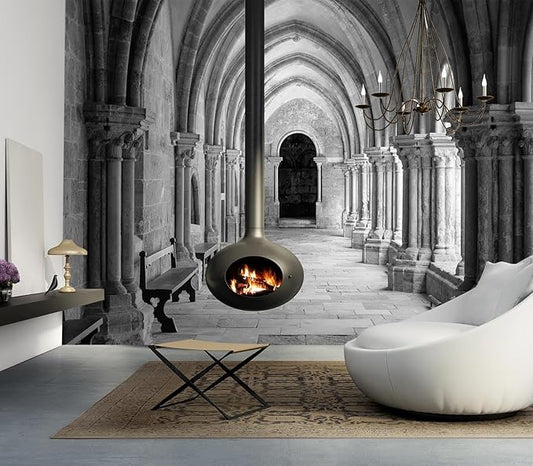 Eierme-Vaulted Ceiling Inside The Monastery, Panoramic View of Beautiful Arcades Peel and Stick 137" x 102"
