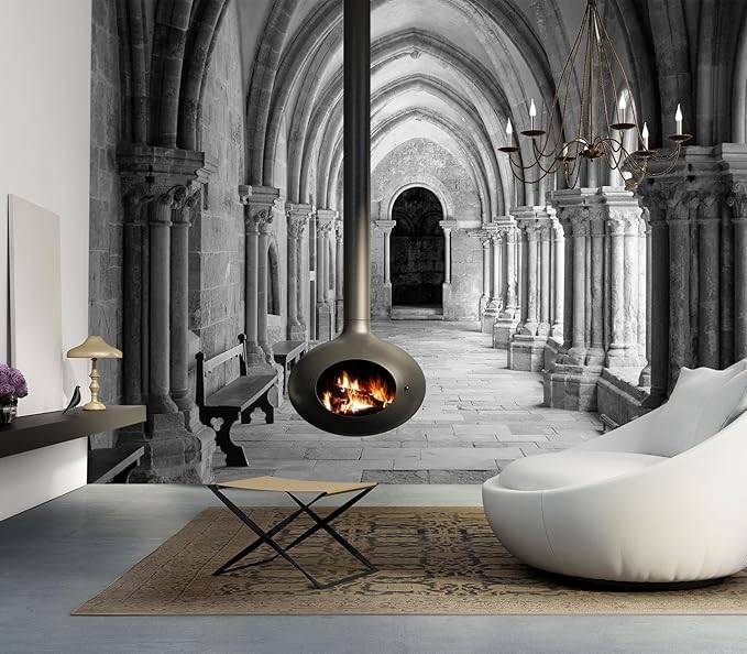 Eierme-Vaulted Ceiling Inside The Monastery, Panoramic View of Beautiful Arcades Peel and Stick 160" x 114"