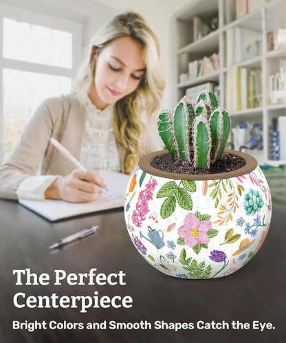 PieceRelax 3D Puzzle Planter 80 Pieces - Flower Pot - Little Garden, Home Decor Flower Pots for Indoor Cactus, Succulents Pots [K1116]
