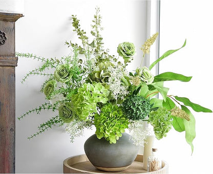 FiveSeasonStuff Elegant Green Artificial Bouquet – Hydrangea, Roses, Camellia, Baby's Breath & More for Home Décor, Weddings, Centerpieces, and Events