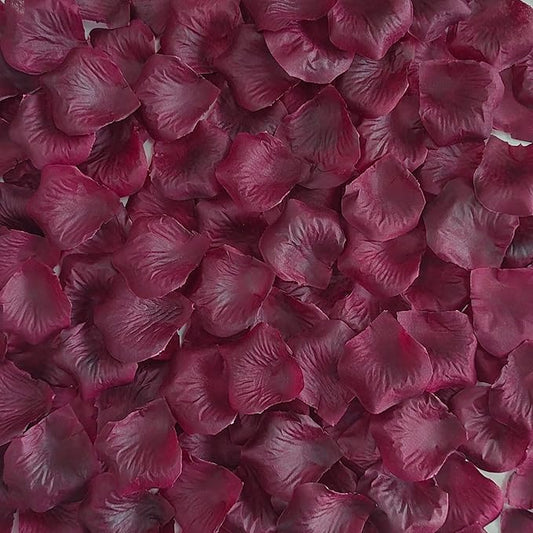 Separated 1000 PCS Artificial Burgundy Rose Petals for Romantic Night,Faux Wine Red Flower Petals for Flower Girl Weddings Valentine Day Party Romantic Decoration(Ready-to-use)