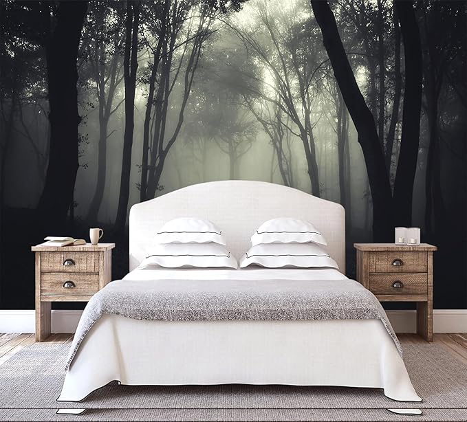 WFBHUA-Dark Forest Wallpaper Peel and Stick Foggy Woods Landscape Self Adhesive Wall Mural for Living Room Bedroom 157“x108