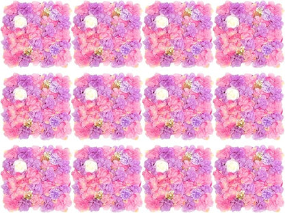 3D Flower Wall Panel 12Pcs Artificial Flower Wall Background Silk Rose Mat for Wedding Wedding Decor Shop Photo Backdrop (Flower Type C)