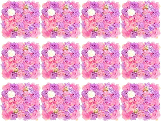 3D Flower Wall Panel 12Pcs Artificial Flower Wall Background Silk Rose Mat for Wedding Wedding Decor Shop Photo Backdrop (Flower Type C)