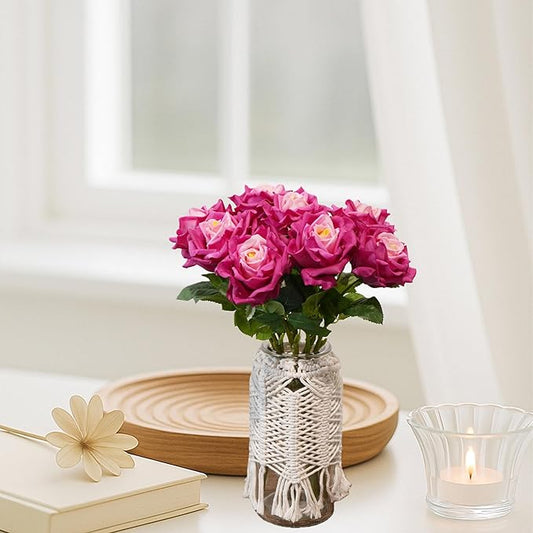 6 Pcs Silk Real Touch Latex Roses, Artificial Single Stem Big Bloom Faux Roses for Home Party Office Wedding Indoor Decor, Floral Arrangements, Table Centerpieces