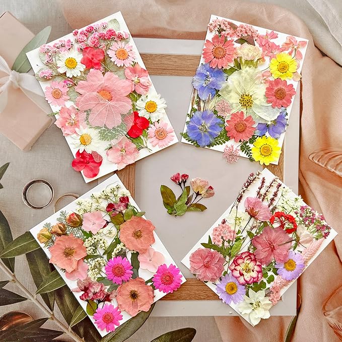 90Pcs Pink Dried Pressed Flowers for Resin Molds, Assorted Real Natural Bulk Dry Floral Leaves for DIY Art Crafts, Epoxy Jewelry, Candle, Soap Making, Nails Decors Gifts