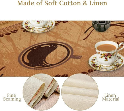 Vintage Coffee Beans Table Runner Coffee Theme Seasonal Dinner Runner for Retro Farmhouse Kitchen Dining Coffee Table Decoration Cabin Home Holiday Party 13x36in