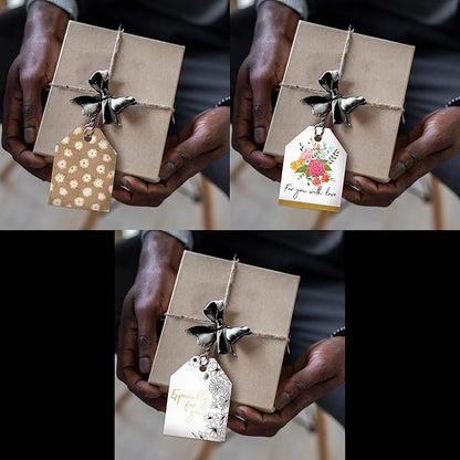 Pro Supply Global Spring Floral Theme Gift Tags - 2.5x3 Inch 24 Pack with 3 Design Styles Assorted Cardstock Prints Pre-Strung Hanging Labels Suitable for Wrapping Favors DIY Presents & Packaging Bags