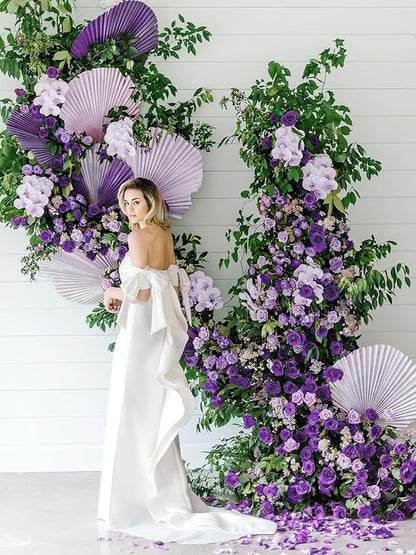 MACTING Purple Artificial Flowers 30PCS Fake Roses with Stem Real Touch Soft Foam Roses for Valentines Day Gifts DIY Wedding Bouquet Table Centerpieces Party Bridal Shower Home Spring Decorations
