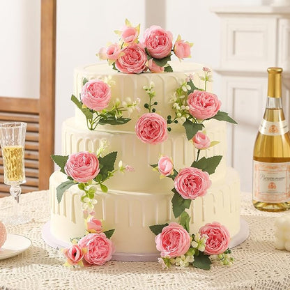 Luyue 8 Packs Peonies Artificial Flowers Vintage Faux Peony Bouquet Fake Flower for Vase Silk Floral Arrangements for Table Centerpiece Wedding Decoration Indoor Home Decor