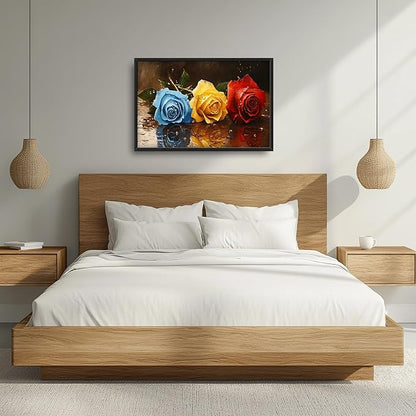 Rose Flowers Large Wall Art Framed Wall Decor for Living Room, Roses Pictures Oversized Canvas Print Painting Modern Extra Large Framed Artwork for Bedroom Office Home Decor 36"x24"