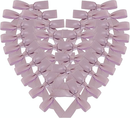 50pcs 1-1/2" Lavender Satin Ribbon Bows with Twist Ties Mini Ribbon Bows for Candy Partiy Decoration Gift Packing&Wrapping Accessoried(Lavender)