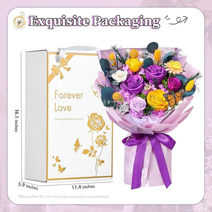 Flowers for Delivery Prime Forever Flowers Preserved Roses Bouquets Purple Flower Birthday Gifts for Women Valentine's Day Mothers Day Graduation