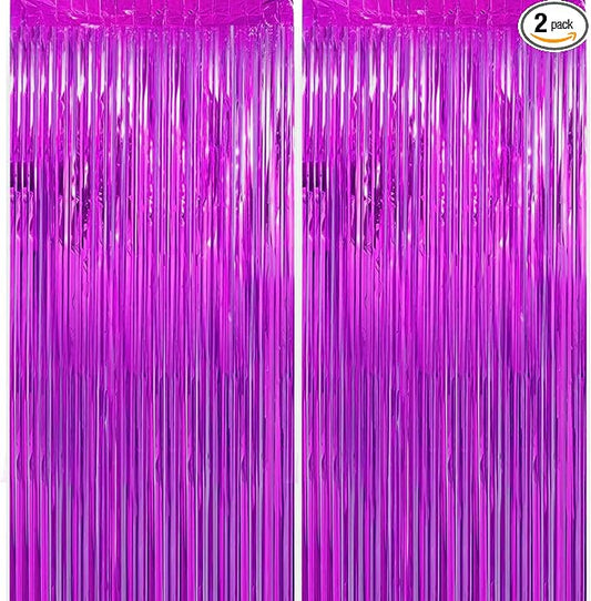 2 Pack 3.28 ft x 6.56 ft Rose Red Tinsel Curtain Party Backdrop Decorations, Metallic Foil Fringe Backdrop Door for Halloween, Christmas, Birthday Graduation Wedding Party Streamers Photo Backdrop.