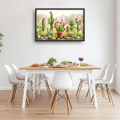 Western Cactus Succulents Large Decor Wall Art Framed Pictures for Living Room, Desert Landscape Oversized Canvas Print Painting Modern Extra Large Framed Artwork for Bedroom Office 36"x24"