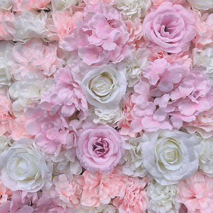 16"x 24" Artificial Flower Wall Panels,Flower Wall Mat Silk Flower Panels for Outdoor Garden Backyard Fence Fence Privacy Screen and Indoor Wall Decor (12Pcs Light Pink+White)
