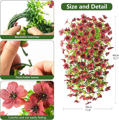 Artificial Fake Mums Fall Flowers Plants for Outdoor Decoration, 2 PCS Faux Daisy Silk Flowers Outside UV Resistant Realistic Home Autumn Decor for Porch Patio Balcony Garden Window Box(Brown)