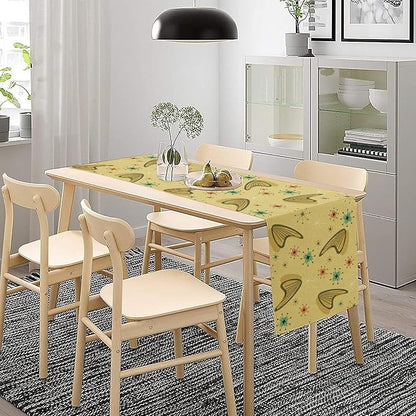 Mid Century Table Runner, Modern Atomic Pattern Absctract Geometric Retro 1950S 1960S Dinner Runner for Home Kitchen Dining Table Decoration, 13x70 Inch