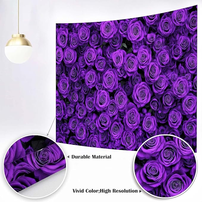6 x 4 ft Purple Flower Floral Backdrop Background Photography Flower Wall Lavender Backdrop for Party Wedding Girls Birthday Princess Mother's Day Bridal Shower Anniversary Banner Decor Studio Photo