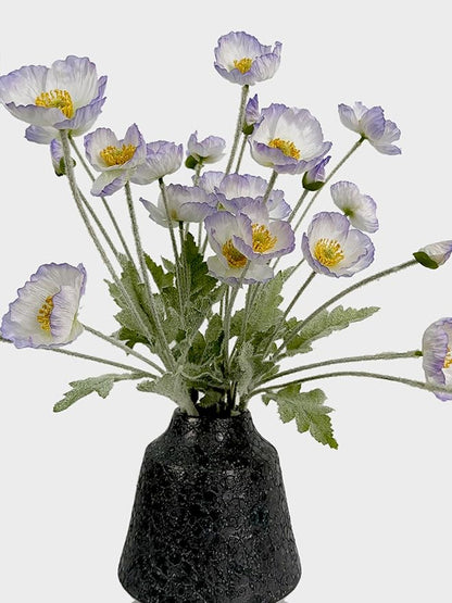 Set of 6 Poppies Flowers Artificial Silk Flowers with Long Stems Faux Wildflowers Bouquet for Vases Oil Pastel Style for Wedding Party Indoor Home Office Decor (Light Purple Blue)