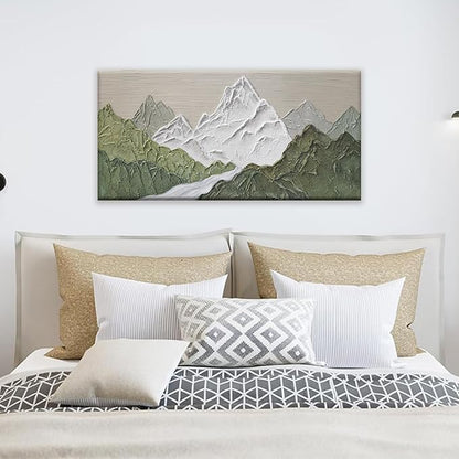 YISXINOAG Mountain Wall Art For Bedroom Office Decor Abstract Mountain Forest Landscapes Green Wall Art Painting Canvas Art Wall Decor Prints Ready To Hang Wall Pictures Home 20×40 Inch