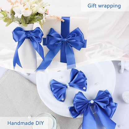 NESCCI 100 Yards Ribbon,1-1/2 Inch Royal Blue Satin Ribbon,Single Face Satin Ribbons,Perfect for Gift Wrapping,Wedding Decoration,Handmade Bows,Wrapping Bouquet and More