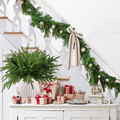 12 Pcs Norfolk Pine Stems Real Touch Norfolk Pine Branches Realistic Christmas Greenery Evergreen Stems for Decorating Christmas Indoor Home Decor