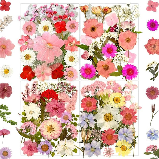 90Pcs Pink Dried Pressed Flowers for Resin Molds, Assorted Real Natural Bulk Dry Floral Leaves for DIY Art Crafts, Epoxy Jewelry, Candle, Soap Making, Nails Decors Gifts