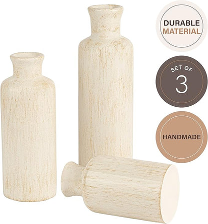 Creative Scents Rustic Luxe Vase Set - Vases for Decor, Perfect for Holding Pampas Grass, Dried/Fresh Flowers, Vases for Your Kitchen, Bedroom, Office, Living Room, Bathroom, or Shelf Decor