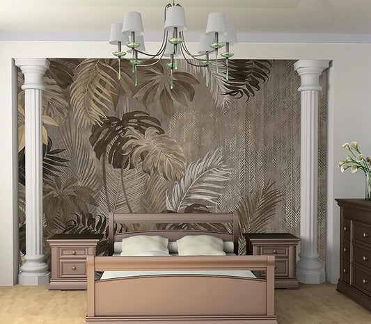 Cliouar-Turtle Backed Bamboo Plantain Leaf Plant Wall Mural Wallpaper Peel and Stick 137" x 102"