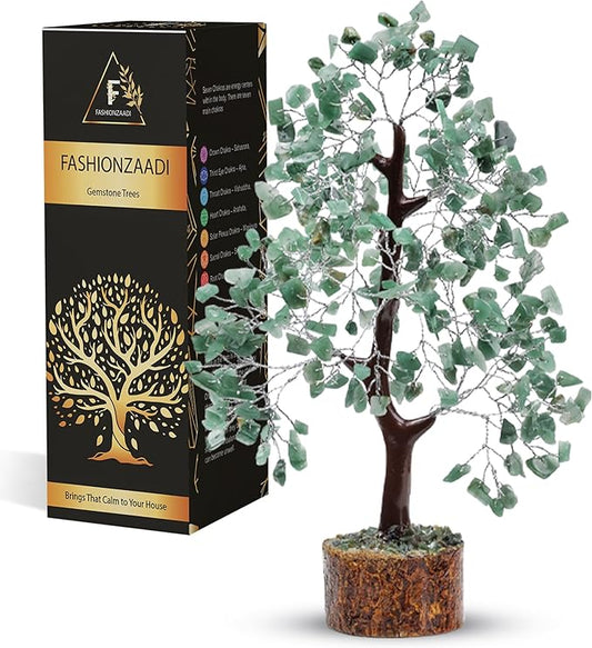 FASHIONZAADI Green Aventurine Crystal Tree, Crystals and Stones, Gem Tree, Healing Gemstones and Crystals Home Decor, Meditation Decor, Spiritual Gifts for Women, Good Luck Gift